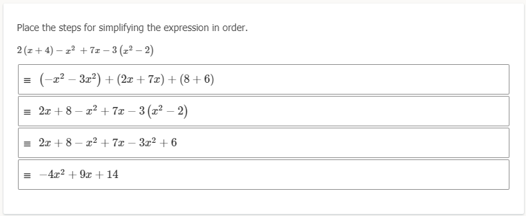 An example of the button display for students