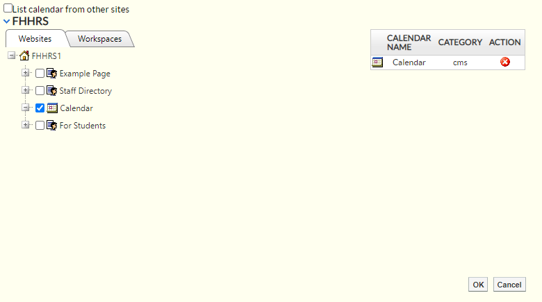 Calendar Directory selection