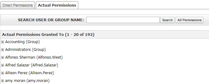 Actual Permissions tab