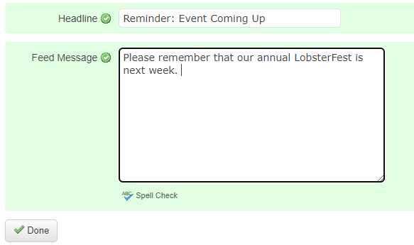 Feed Message Box