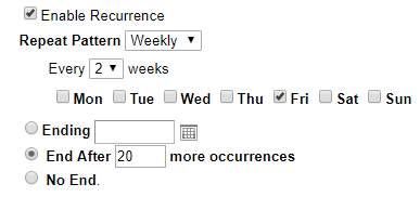 Repeat Events section