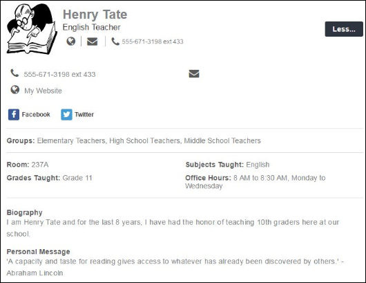 Sample Staff Directory profile