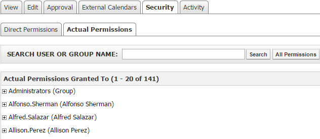 Actual Permissions tab