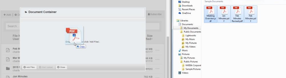Add Files - Document Container window