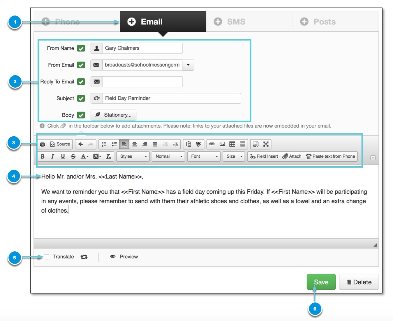 New Broadcast - Email tab