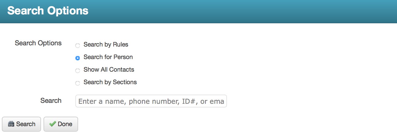 Search Options window