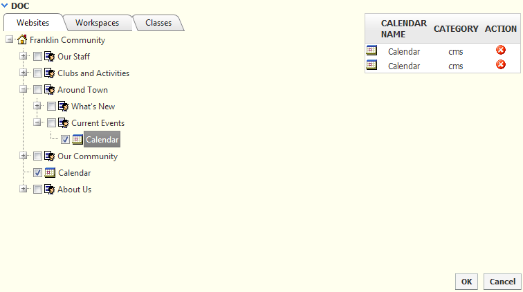Calendar Directory selection