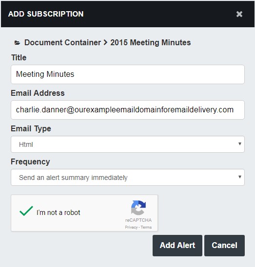 Add Subscription window