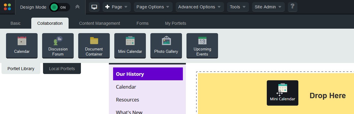 Portlet Library - Collaboration tab