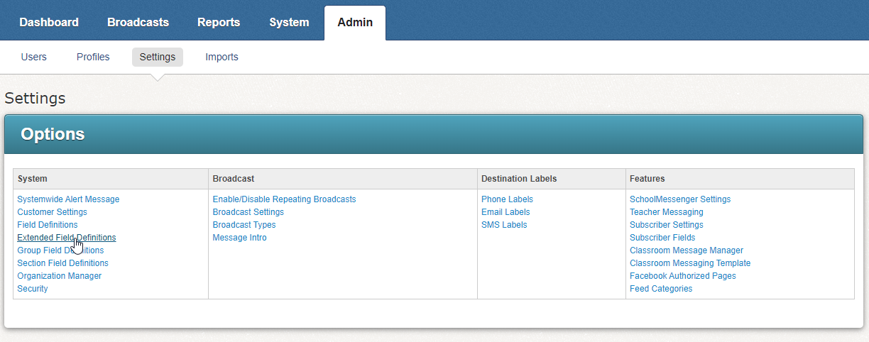 Admin Tab
