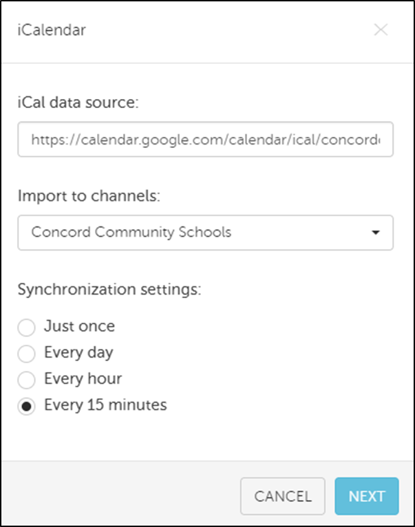 iCalendar Feed Layout
