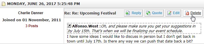 Delete Discussion Topics window