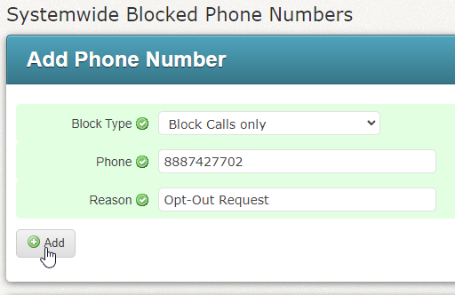 Add Phone Number