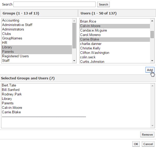 Grant Permissions window
