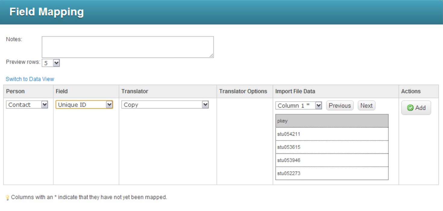 Field Mapping window