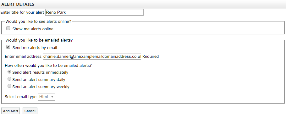 Alert details window