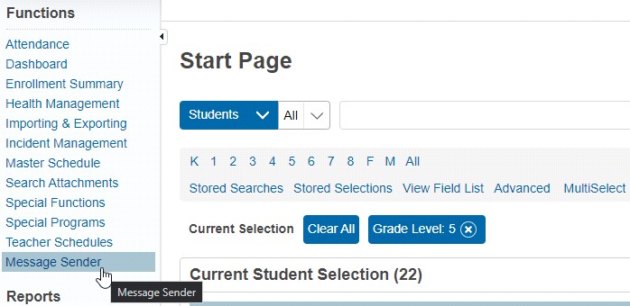 Functions section