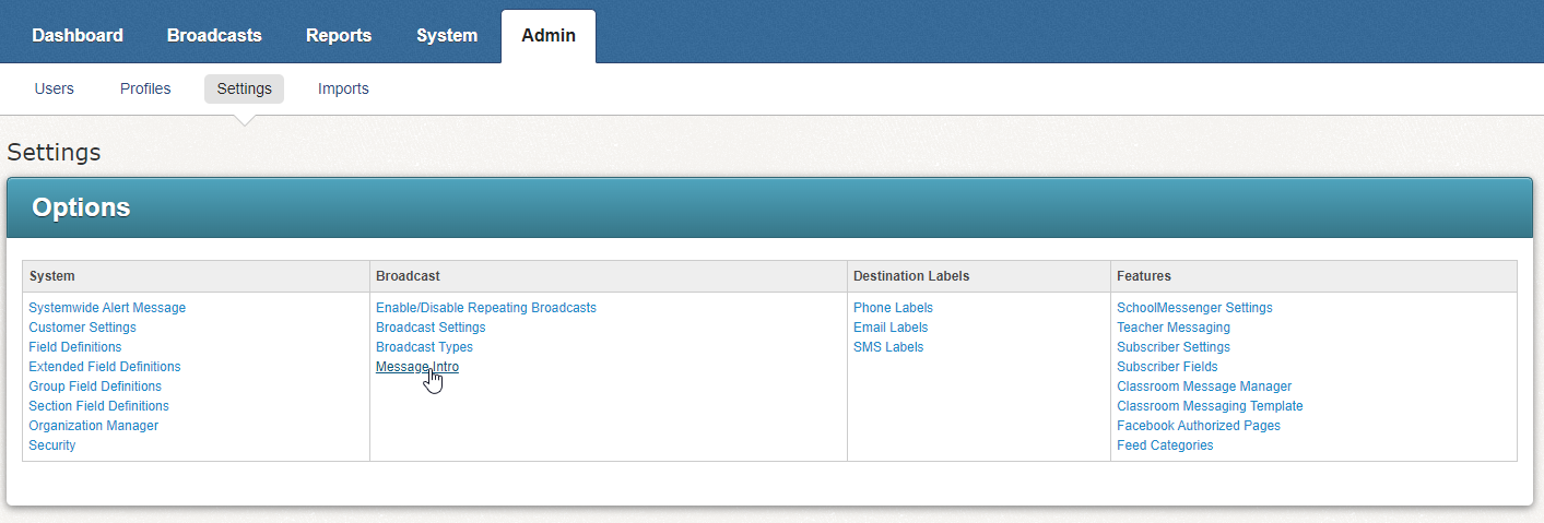 Admin Tab