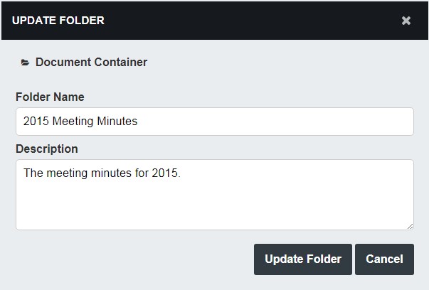 Update Folder window