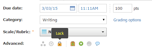 Assignment settings with submissions locked