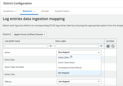 Log entries data ingestion mapping