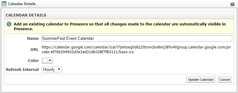 Updated Calendar details window